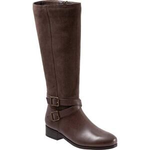 Trotters Larkin Wide Calf Womens Brown Leather Knee High Boots 6.5 Wide